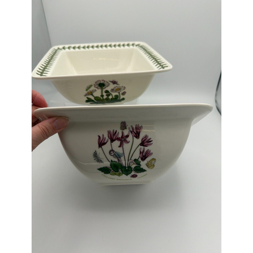 Portmeirion Botanic Garden Square Serving‎ Bowls Floral Set of 2 - Picture 4 of 8